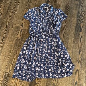Navy blue dress by ch established 1962. with pink dogwood flowers